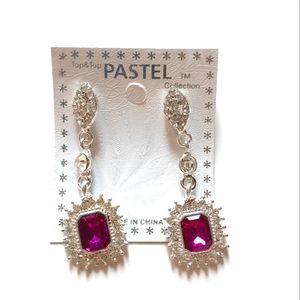 Pastel Collection Hot Pink Diamond Earrings